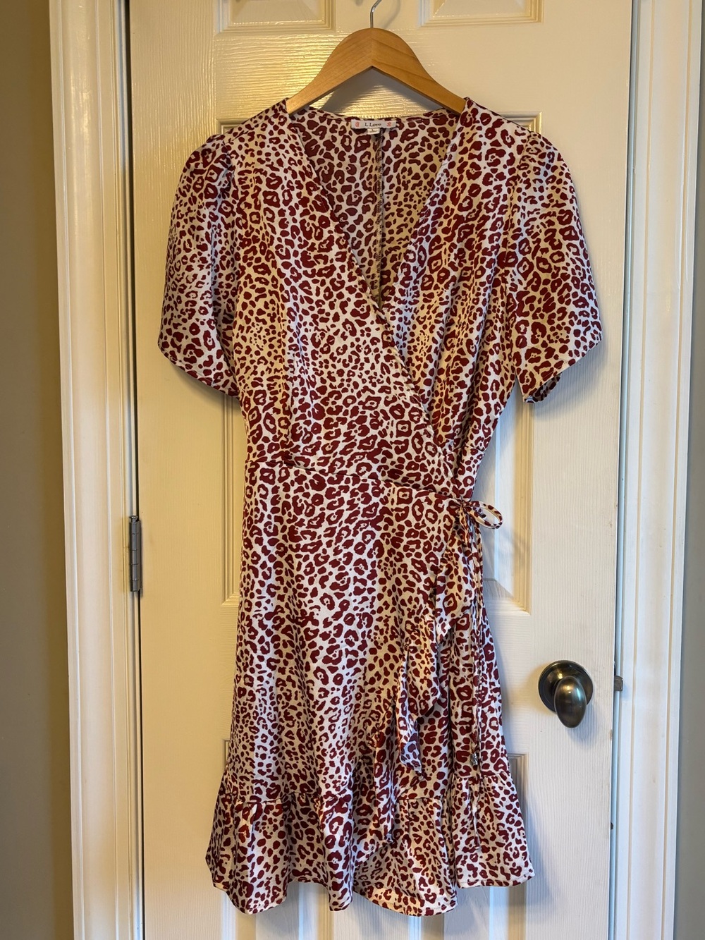Love Burgundy Leopard Print Wrap Dress